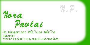 nora pavlai business card